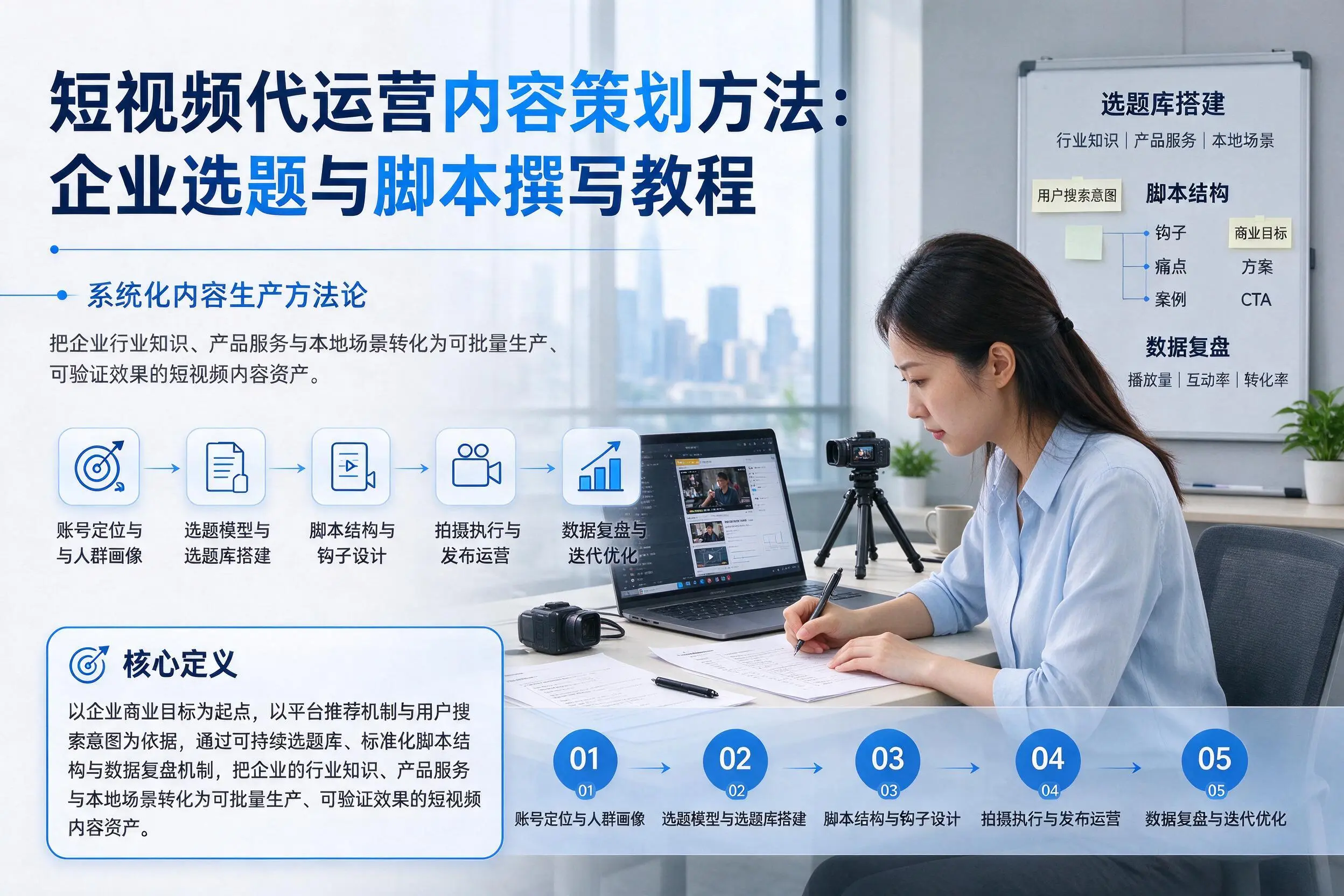 短视频代运营内容策划方法：鄂尔多斯企业选题与脚本撰写教程