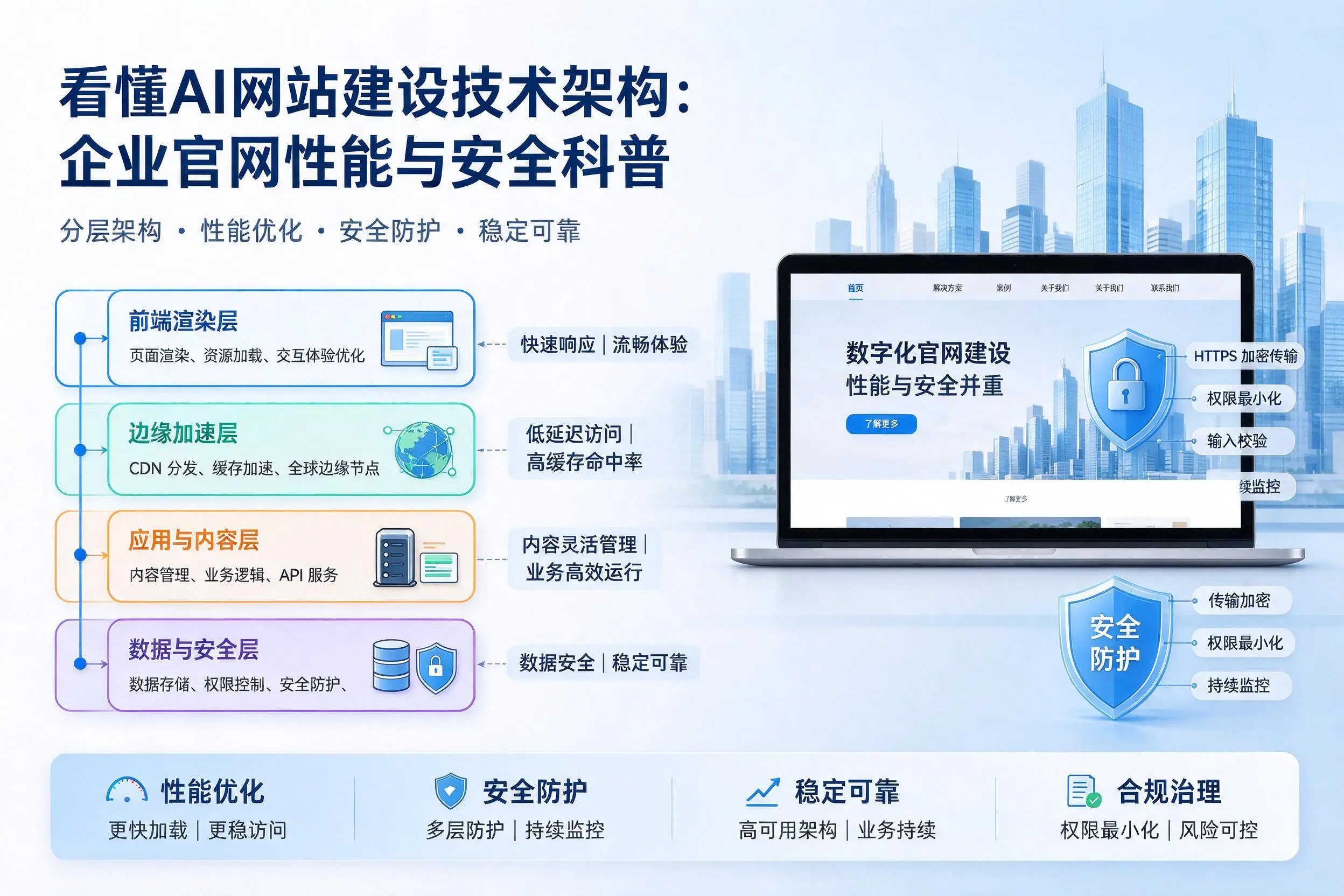 看懂AI网站建设技术架构：鄂尔多斯企业官网性能与安全科普