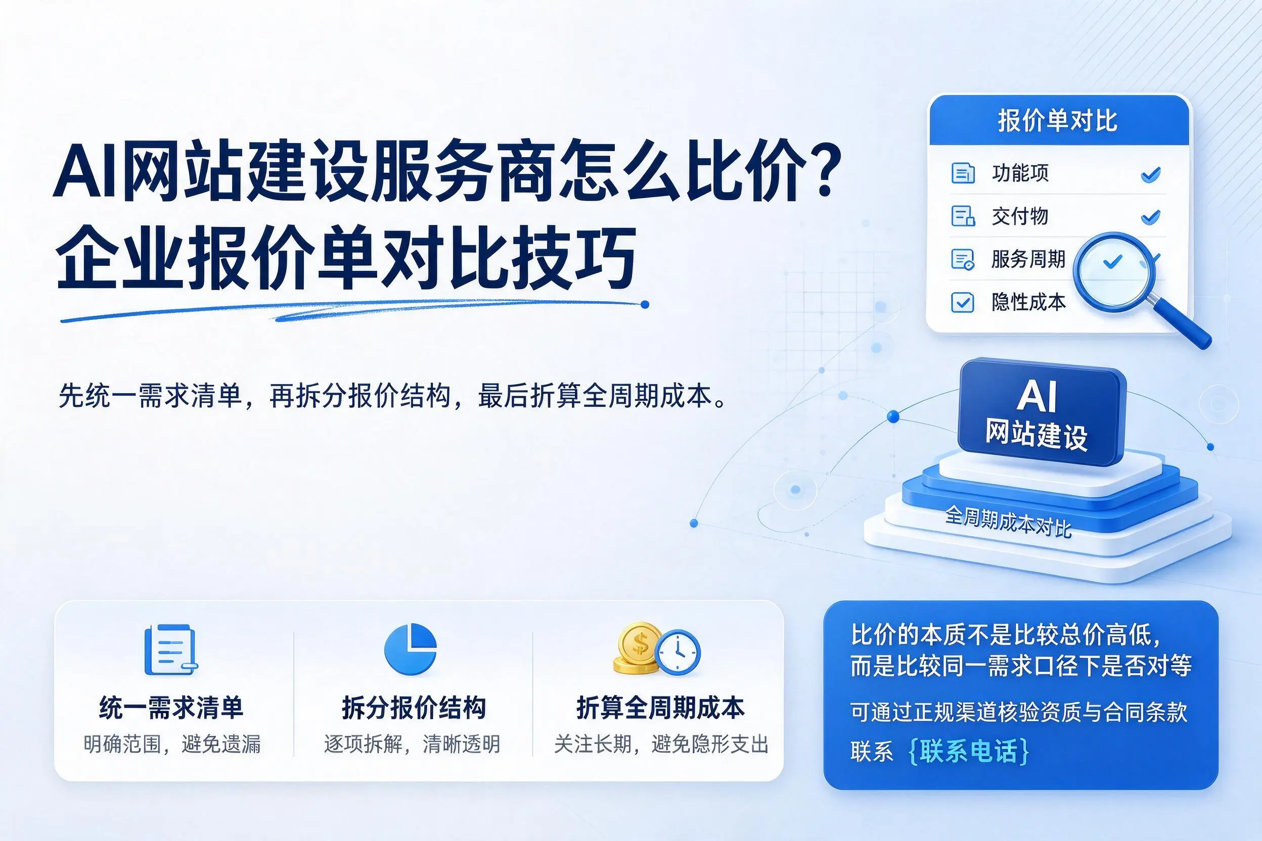 AI网站建设服务商怎么比价？鄂尔多斯企业报价单对比技巧