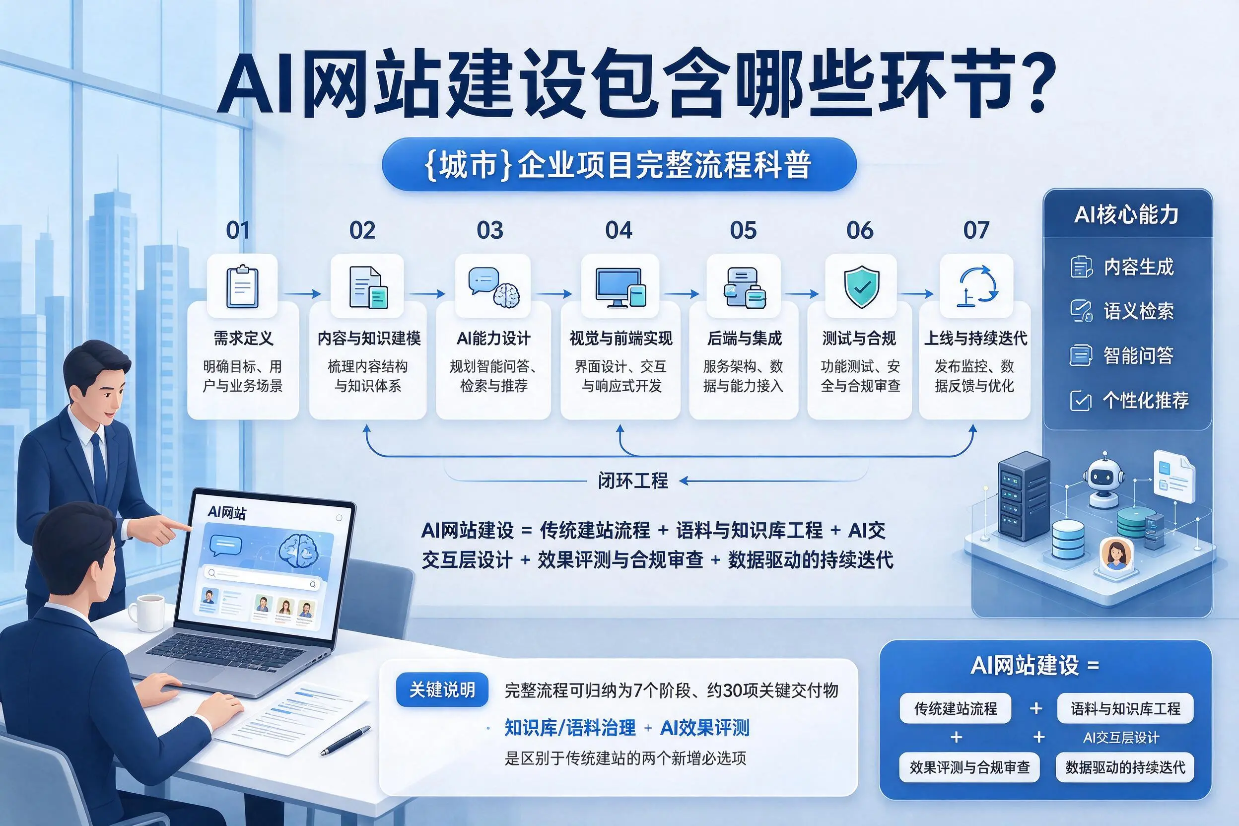 AI网站建设包含哪些环节?鄂尔多斯企业项目完整流程科普