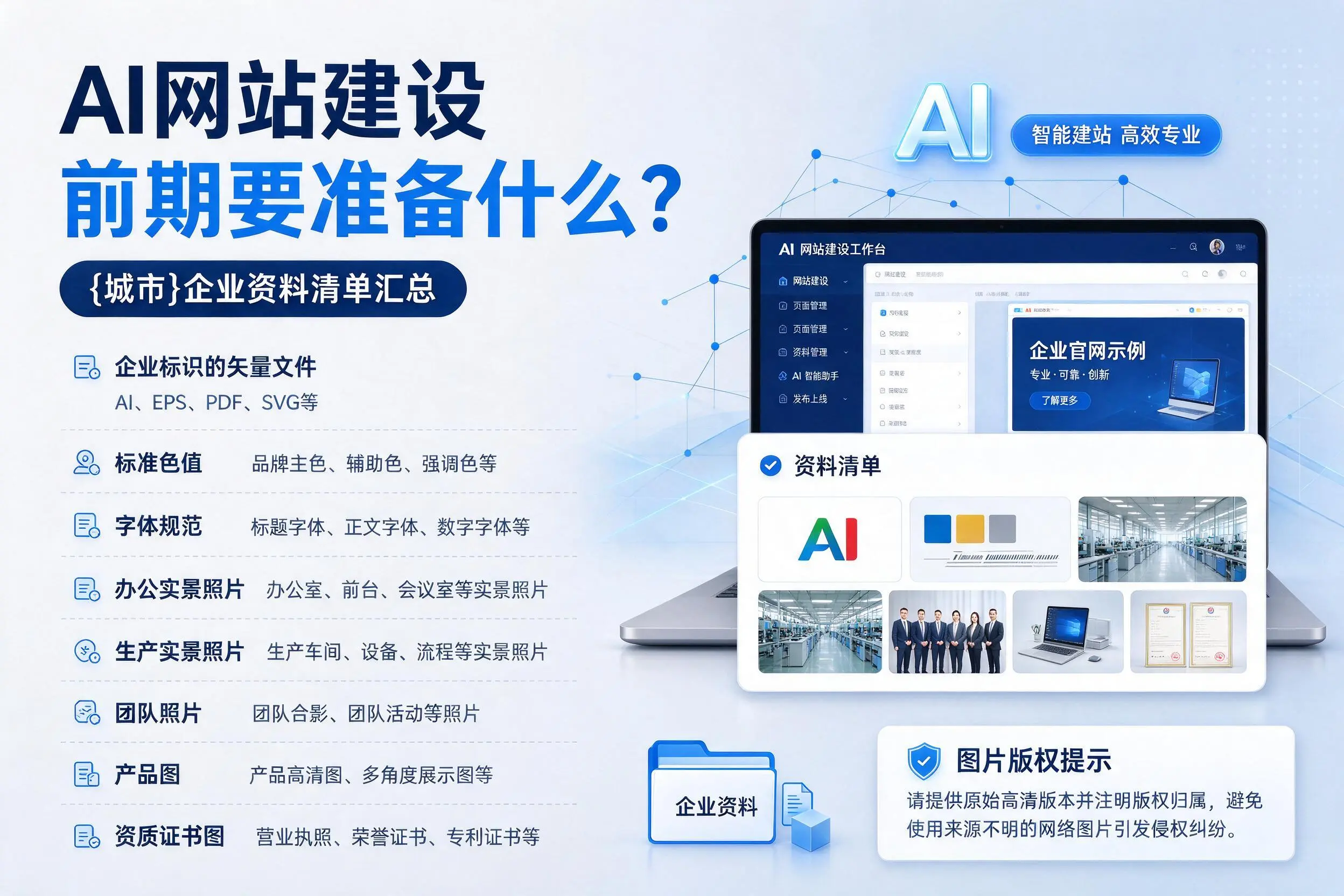 AI网站建设前期要准备什么?鄂尔多斯企业资料清单汇总